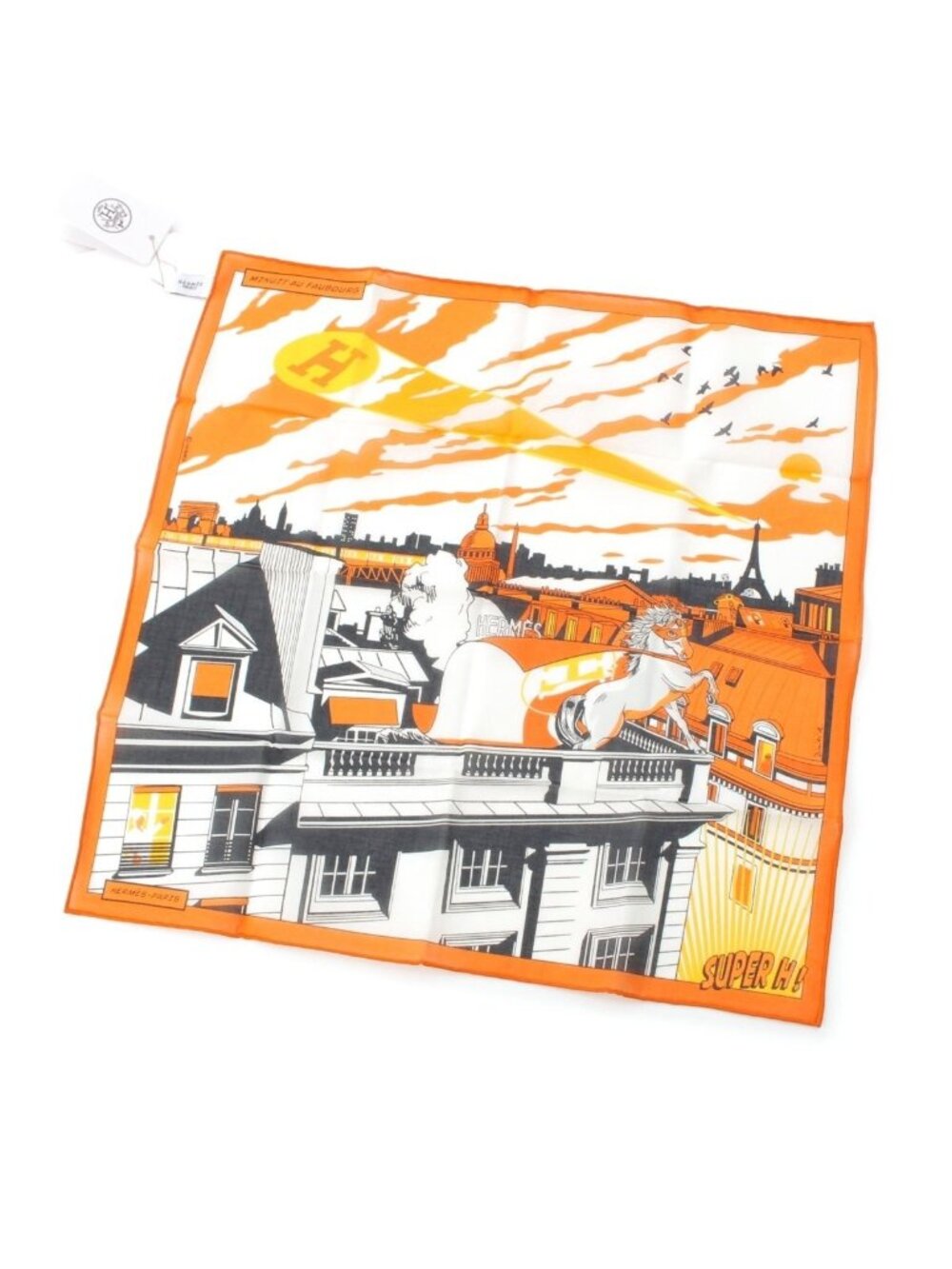 Hermes Carre 40 Petit Cotton Minuit AU Faubourg Midnight All Over Print Scarf